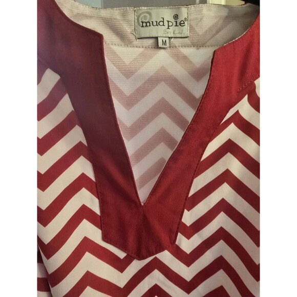 Mud Pie Game Day Jersey Dress Red White Chevron Size M NWOT Slip Included - Picture 4 of 15